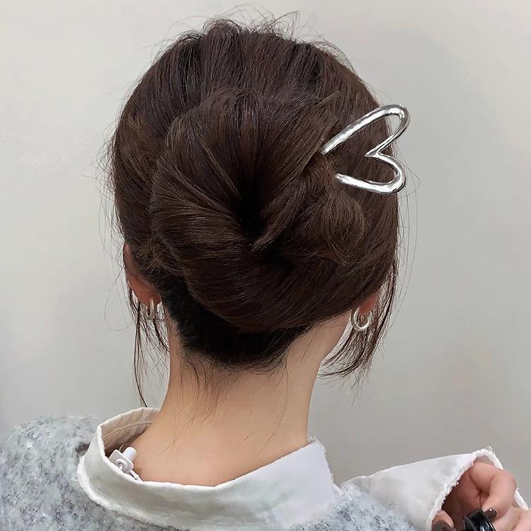 Metal Heart Women Hairpins Girls Hair Forks Hair Sticks Elegant U-shape Hair Pins Clips Headwear Women Hair Accessories Headwear