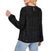 Women's Solid Color Round Neck Elegant Petal Hollow Long-sleeved T-shirt