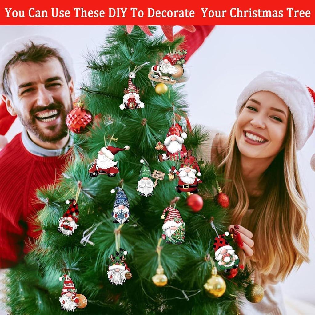 16Pcs Christmas Decorations, Gingerbread House Ornaments, Festive Tree Hanging Decor for Holiday Party, Classroom and Office, Family Activity