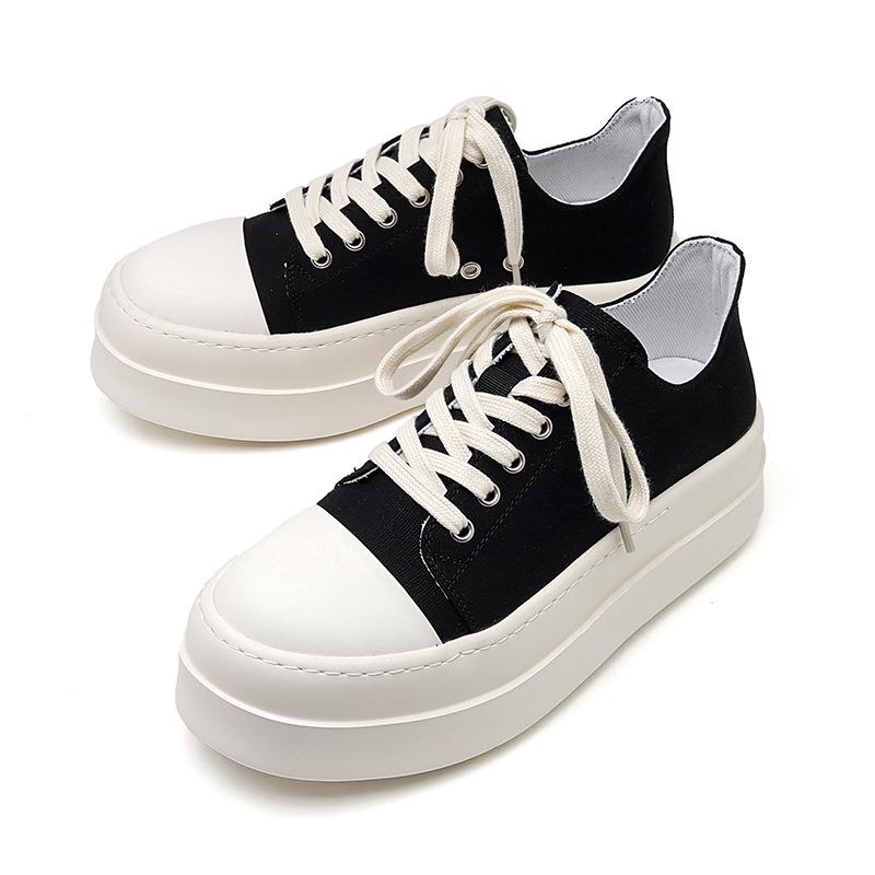 American retro thick baseplate shoes men's black couple simple big head heightening derby shoes 18453-R