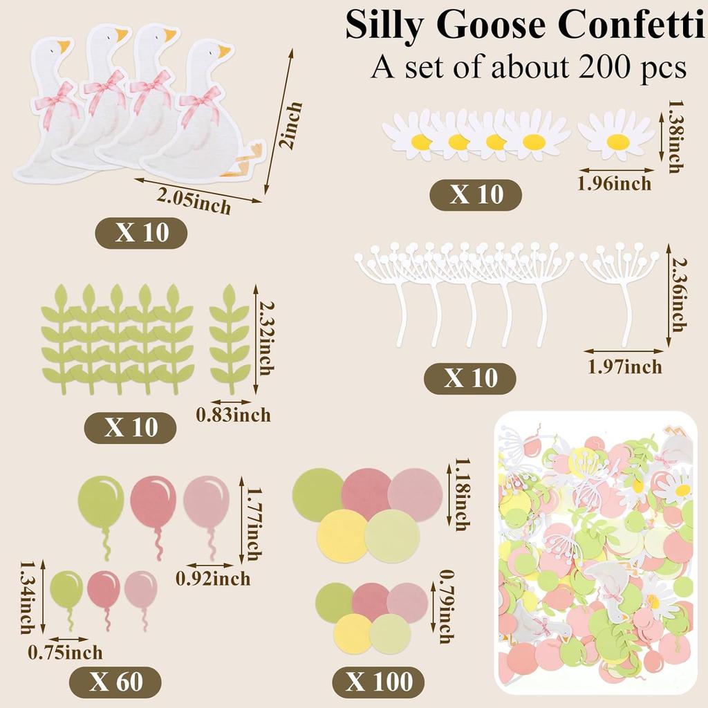Honoson Set of 200 Pcs Silly Goose Confetti Birthday Party Decorations DIY Supplies Silly Goose Table Decoration Birthday Party(Pink)