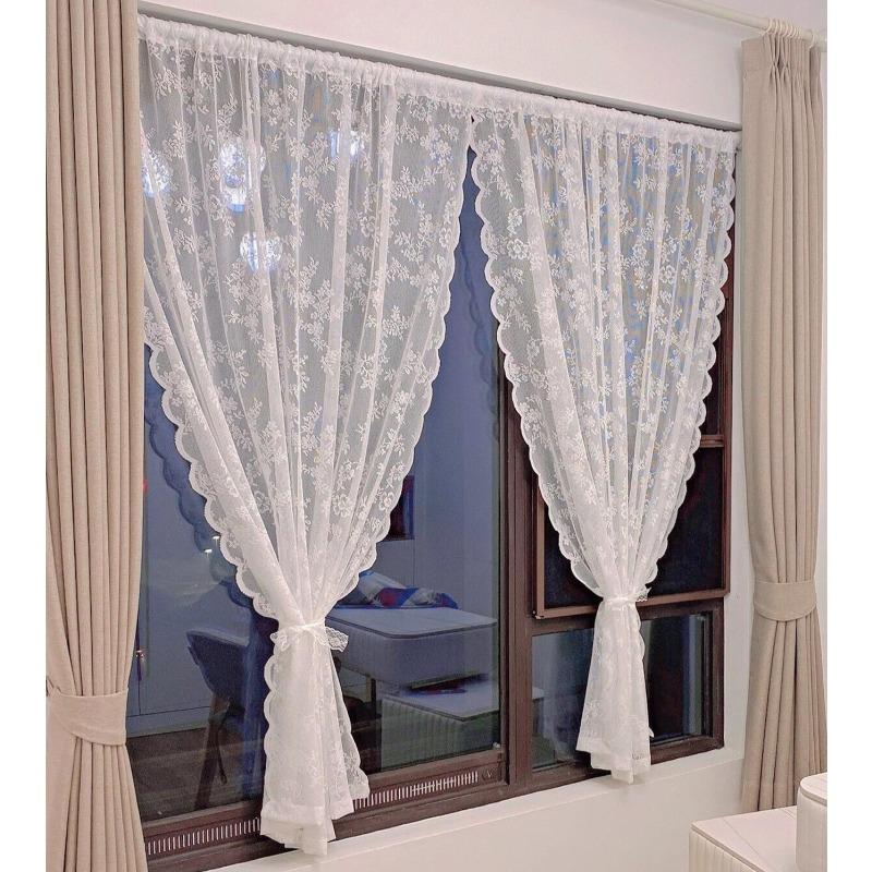 

Прозрачная панель для штор из цветочного кружева с кулиской 75cm x 150cm