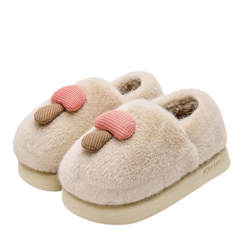 Cute cotton slippers women's autumn and winter new indoor home thick-soled thermal bag heel wool cotton shoes men's winter