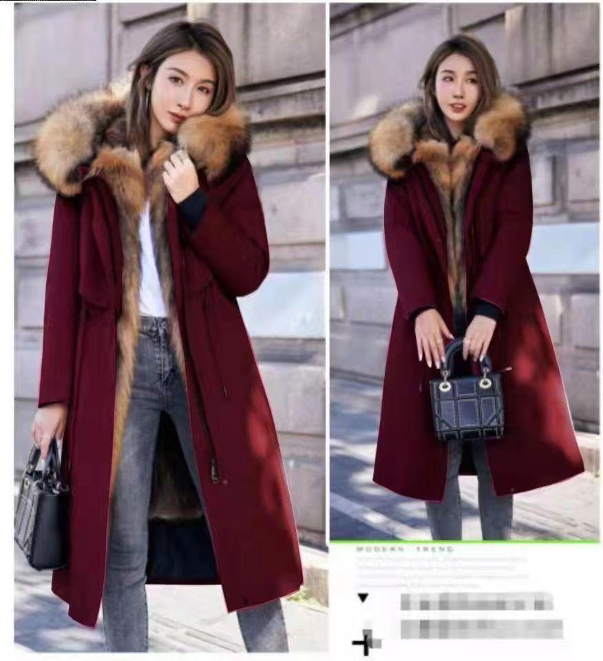 Women's Fur Detachable Shearling Winter Parka - Plus Size Warm Thick Down Jacket