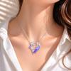 Silver Butterfly Mermaid Tail Pendant Necklace for Women Dainty CZ Zircon Purple Gradient Pendant Jewelry Gift for Birthday Anniversary