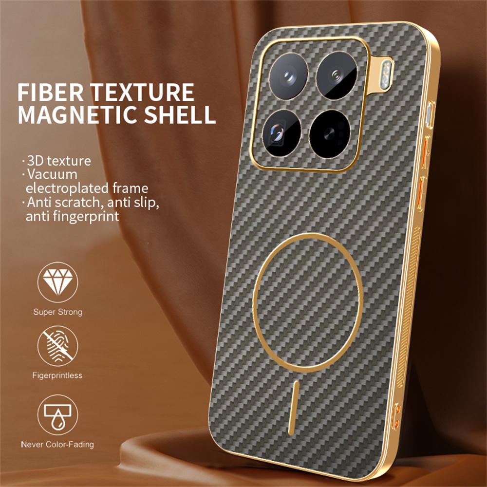 For Xiaomi 15 Pro Phone Case Carbon Fiber Textured Electroplated TPU Back Cover