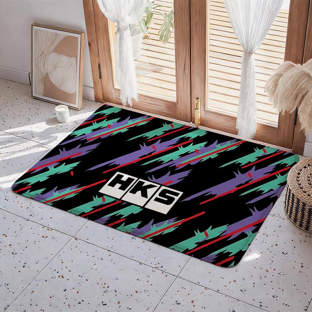 Sport Car HKS JDM Floor Mat Eco  Flannel Doormat Non Slip Odorless Indoor Floor Rug Soft Short Plush Home Mat