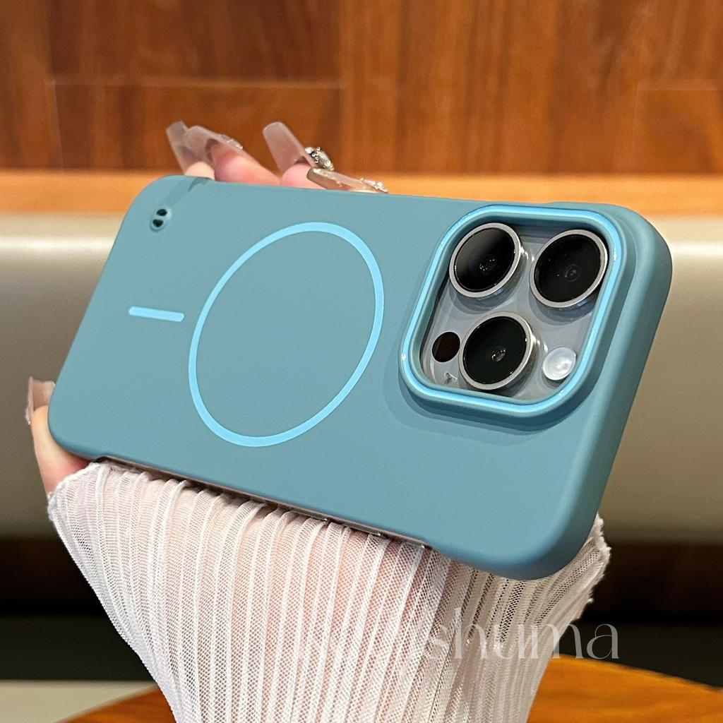 Anwendbar auf iPhone 16 Weiche und dünne magnetische Saug-Handyhülle mit Kreis Apple 15 Rahmenlose ultradünne PC-Schutzhülle mit Bare-Metal-Gefühl