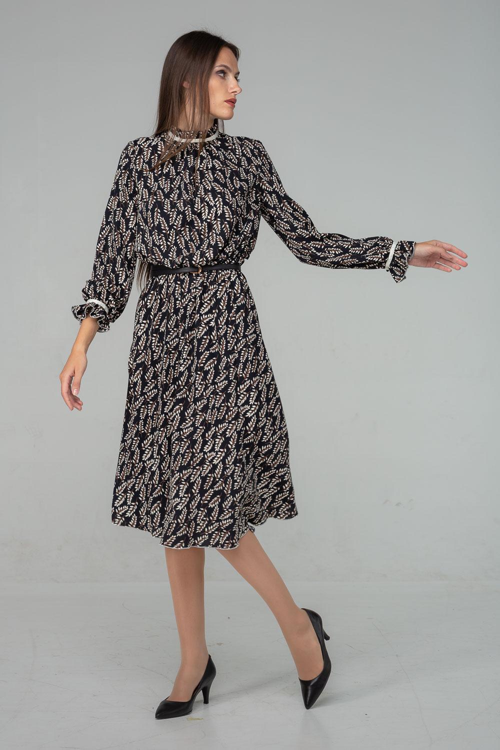 

Оригінальна сукня з оборкою на рукавах та горловині 42 чорний