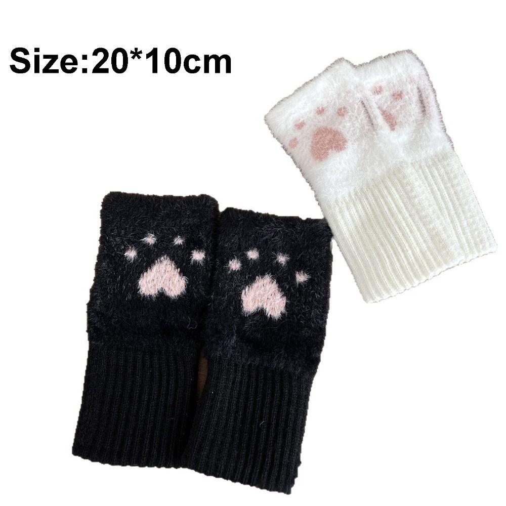 Plush Fingerless Gloves Soft Knitted Gloves New Half Finger Gloves  Winter