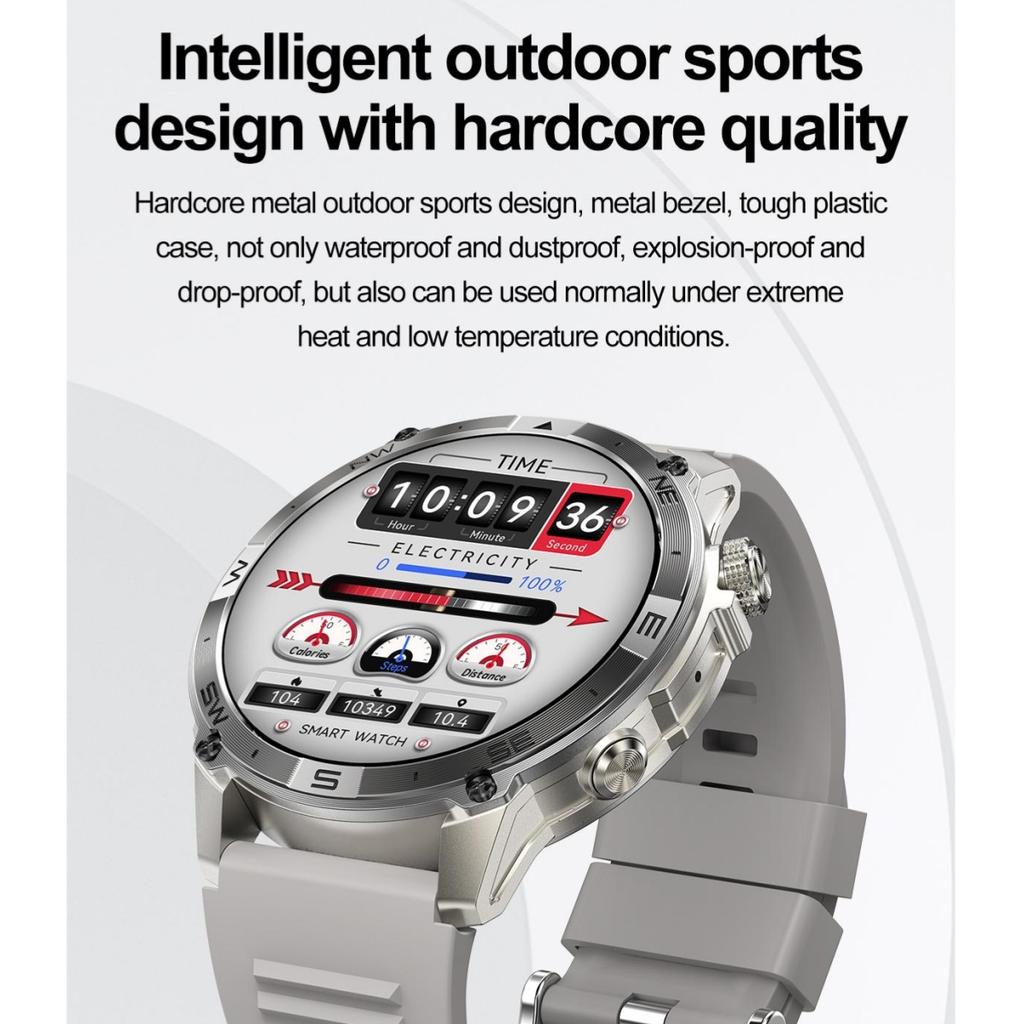 Rainbuvvy HK08 Android Smartwatch 1.43inch AMOLED Full Screen Touch 466x466 BT5.3 Bluetooth Call NFC IP68 GPS Heart Rate 530mAh Outdoor Sports Watch