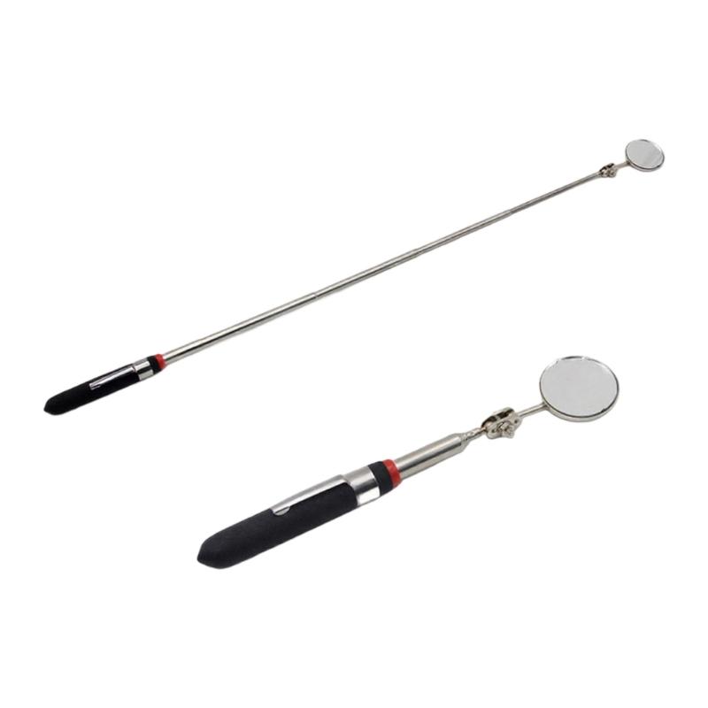 Foldable Telescopic Round Mirror Auto Repair Tool with Long Handle 32mm/82mm Inspection Mirror for Technicians Mechanics