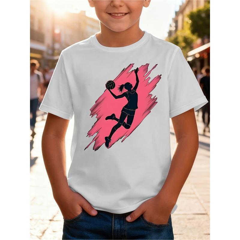 European sizes Boys' Basketball-Themed T-Shirt with Hoop Print & Numbered Jersey - Short Sleeve Round Neck Casual Top Suitable for Summer Wear