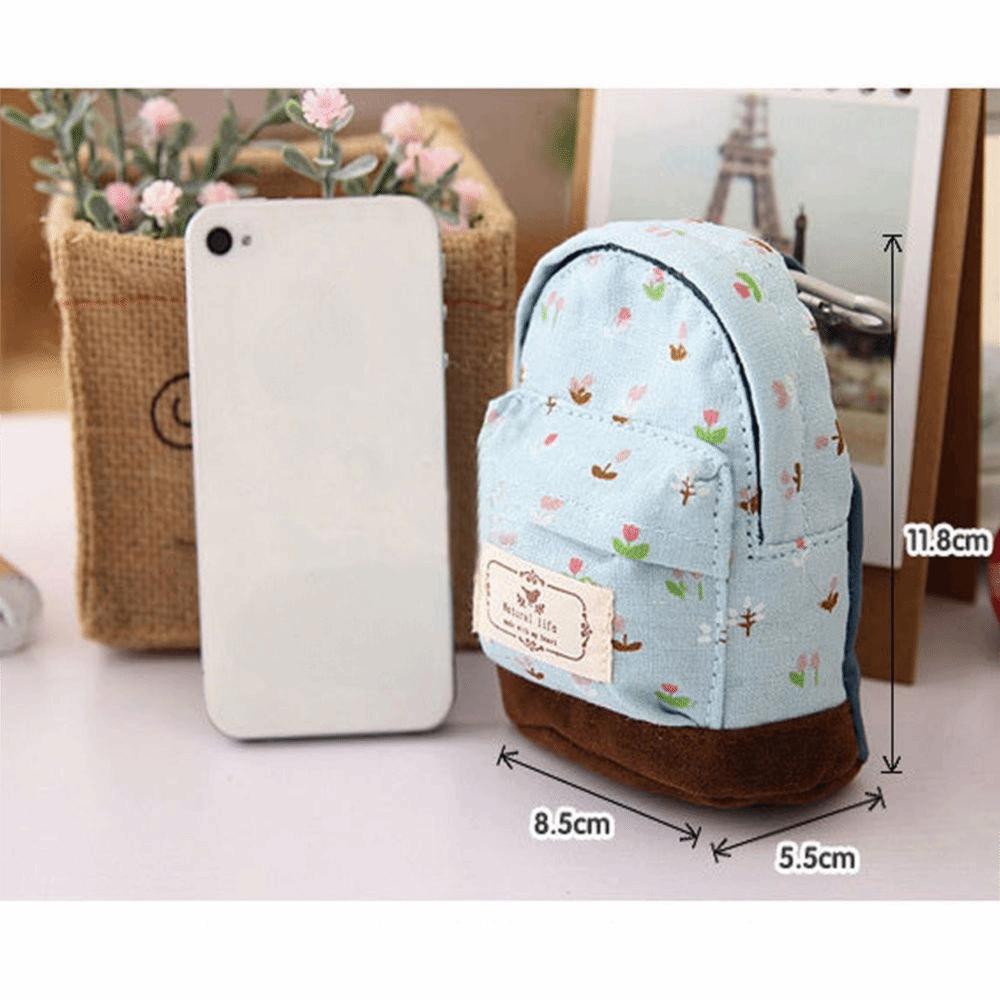 Shape Purses Mini Floral Design Canvas Wallet Zipper Bags Purses Wallet Card Purses Coin Wallet