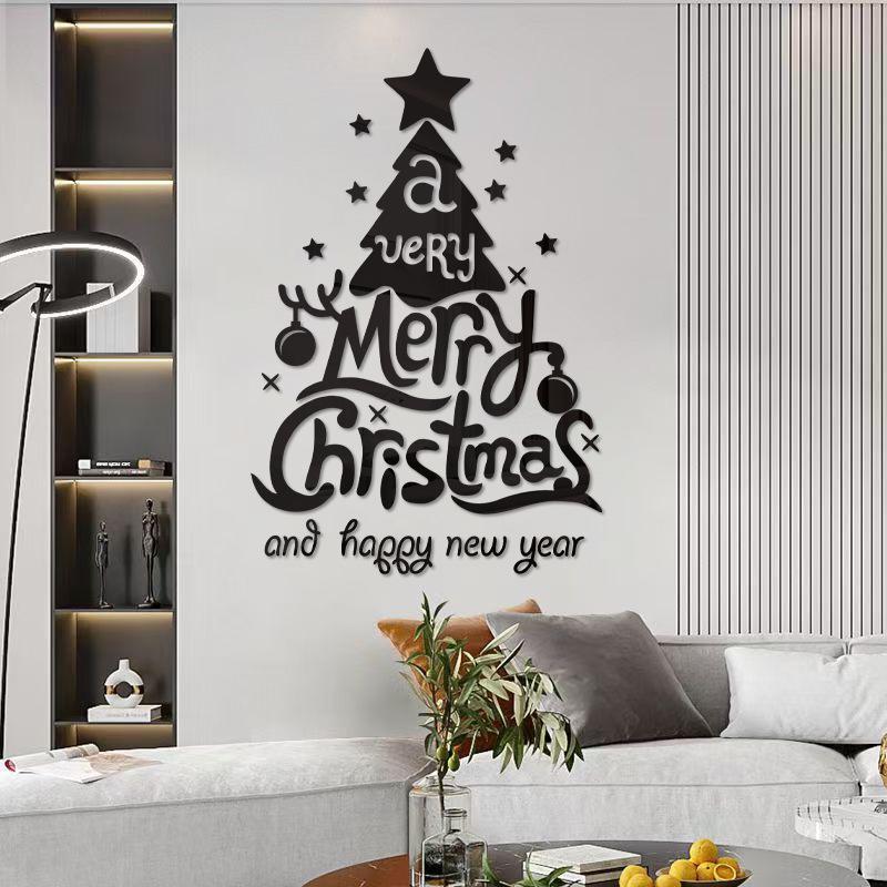 3D Acrylic Christmas Tree Wall Stickers for Living Room Entrance Decor