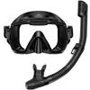 Snorkel Set for and Tempered Glass Panoramic View Swim Dry Snorkel Kit for Scuba Travel with Carry Bag Adults, Leak-Proof Anti-Fog Lens, Mask, Top,