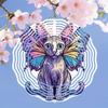 1pc Mandala Style 2D Rotating Wind Chime with Unique Butterfly Wing Kitten Design - Vibrant Metal Art Decor, No Power Needed