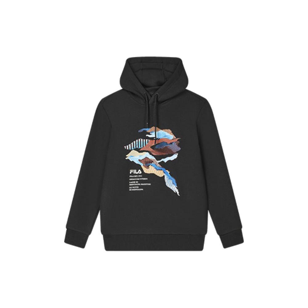 FILA Heritage Sweatshirts Men s Jet Black Hooded Moderate Regular F11M348207F-BK 2XL