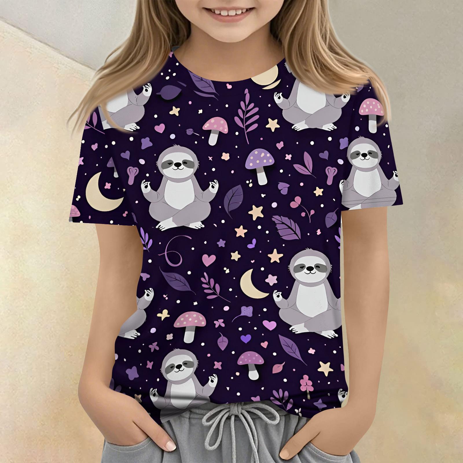 Children s Printed Round Neck Short Sleeved Casual T-shirt 100
