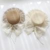 Fisherman Cap Lace Bow Sun Hat Adjustable Breathable Straw Wide Brim Hat Lace Ruffle Sun Visor Hats Outdoor Travel