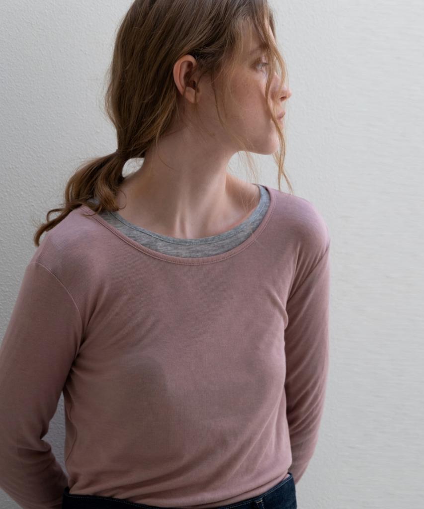 UNNOUT Soft Wool Jersey T-Shirt Dusty Pink