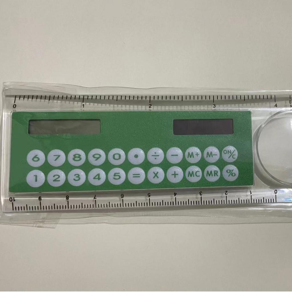 Mini Multifunctional Student Ruler with Solar Calculator, Angle Finder, and Magnifier (10CM) - Colorful Gift Stationery
