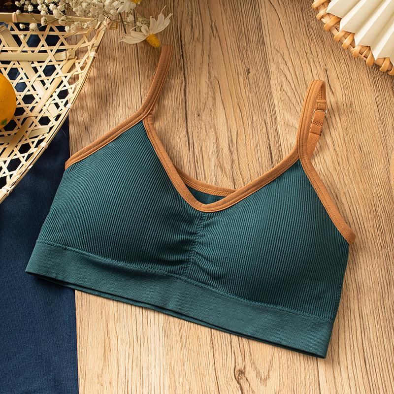 

Женское хлопковое нижнее белье, топы без рукавов, сексуальный бюстгальтер соответствующего цвета, модный спортивный комфортный бюстгальтер на бретельках для девочек, нижнее белье на подтяжках, сексуальное женское белье Free Size зелёный