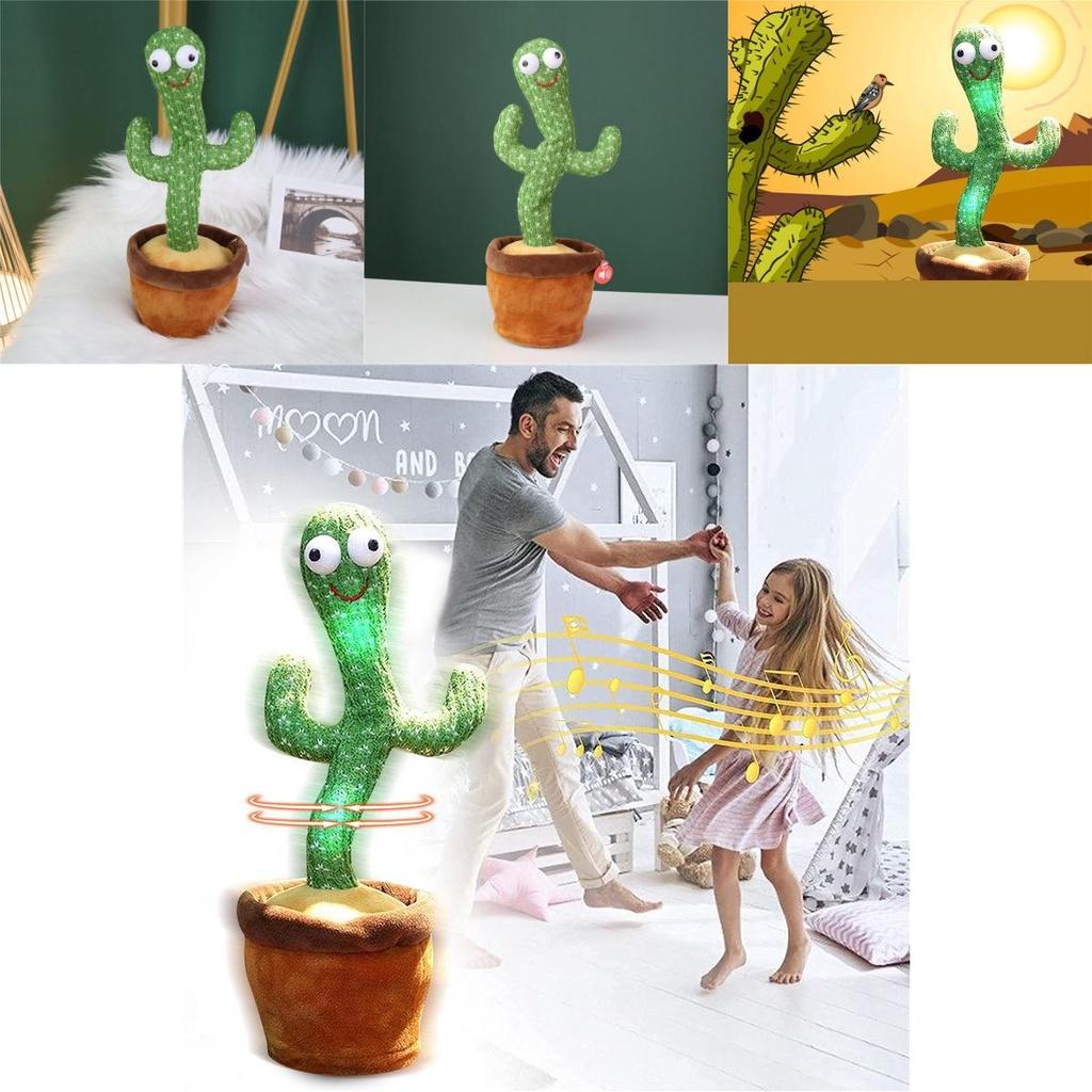 Charming Electronic Shake Body Dancing Cactus Plush Toy With Learning Speaking Feature
