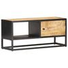 TV Stand with Carved Door 90 X 30 X 40 Cm Rough Mango Wood