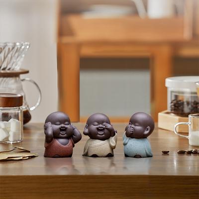 Mini Ceramic Tea Pets Home Decor Gardening Decoration Crafts Creative Little Monk Cute Figurines Miniatures Teshouse Ornaments