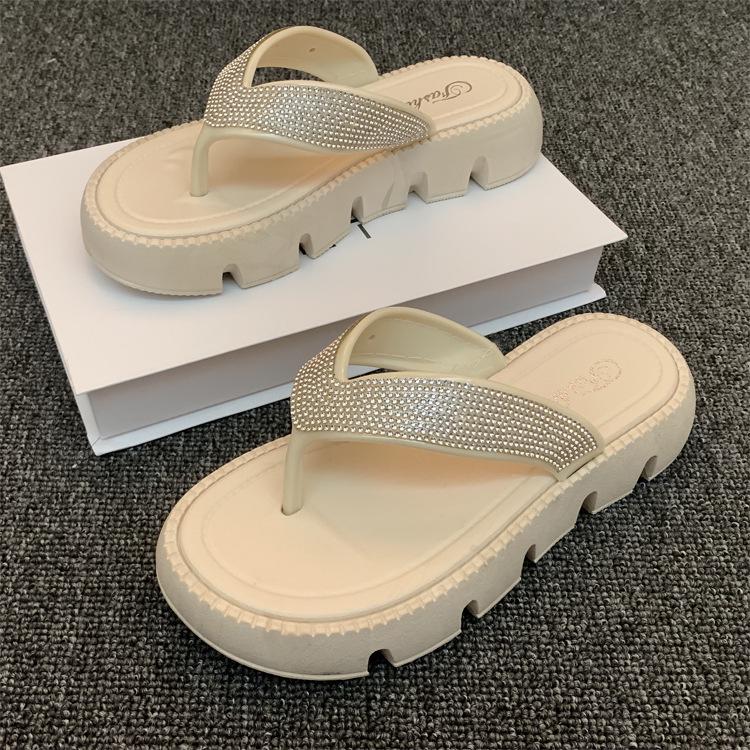 

Женские летние сандалии на толстой подошве, нескользящие, для пляжа, и шлепанцы во французском стиле Size 38-39 абрикосовый