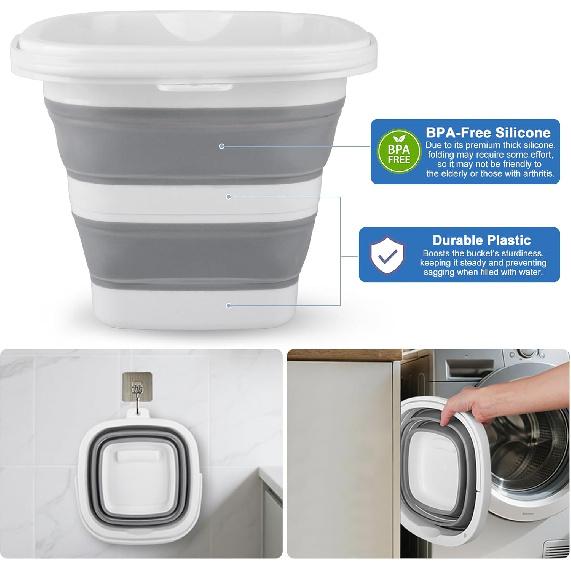 Car Wash Bucket 5L, Collapsible Bucket For Cleaning Supplies, Folding Mop Buckets Water Storage Containers For Camping Gardening Finishing Beach