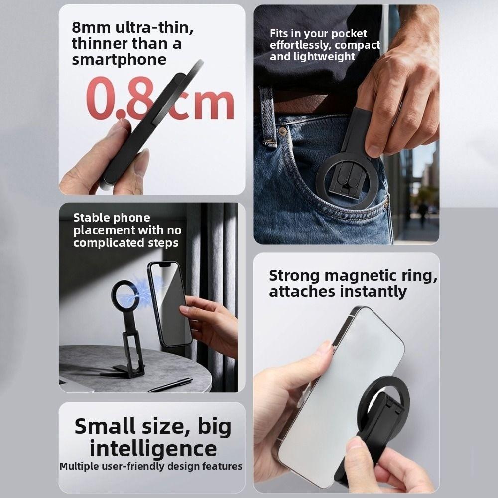 Foldable Magnetic Phone Tripod Creative ABS Phone Handle Holder Ultra-thin Lightweight Dual-sided Magnet Tripod for Home