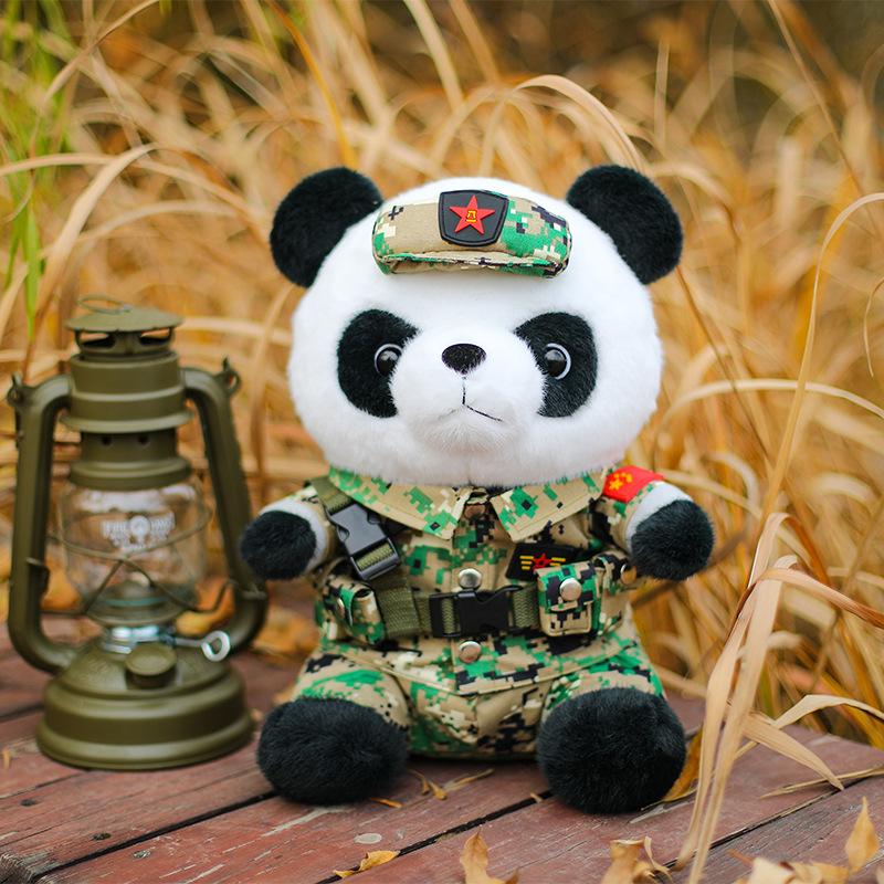 Giant panda plush toy doll sea, land and air special police soldier doll soldier brother soldier panda souvenir gift