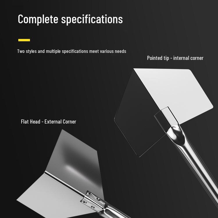 Stainless Steel Corner Tool Set: Internal/External Corner Puller & Putty Scraper for Interior/Exterior Walls.
