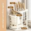 Knife Block with Drain Tray  Holder without Kitchen Storage Rack Decoration Slanted Stand Countertop
