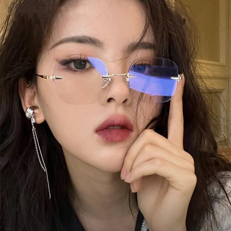 Yang Chaoyue With Rimless Glasses, Abstinence, Sven Scum Atmosphere, Square Small Frame With Myopia Tide