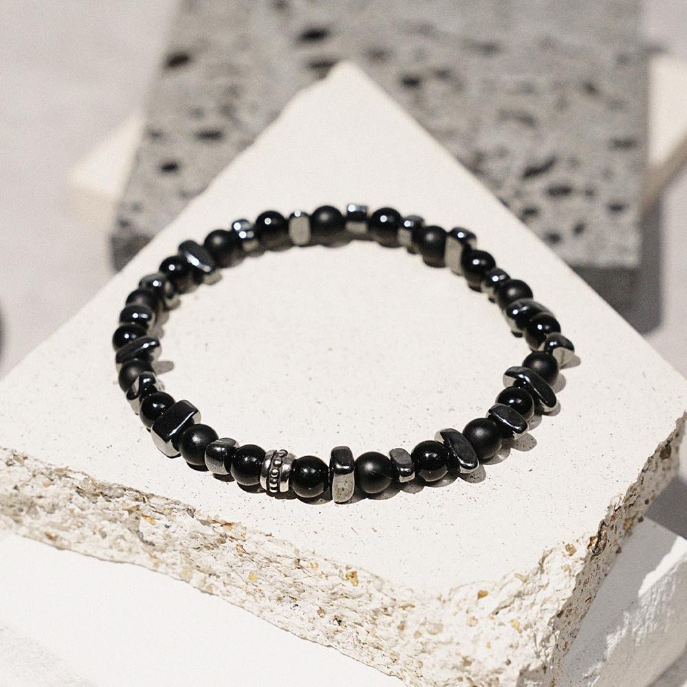 Jbans Classic 6Mm Asymmetrical Seahorse Mix Black Onyx Gemstone Bracelet (C2401Ac1157_Bk)