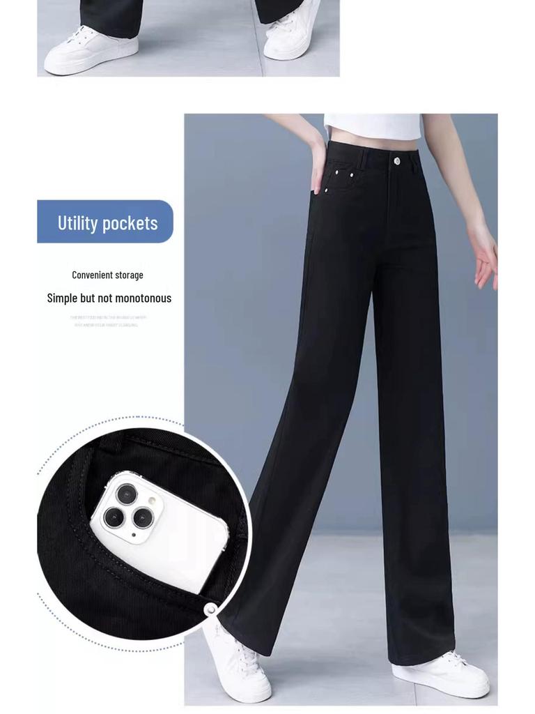 Summer 2025 Women's High-Waisted White Denim Jeans - Loose, Slimming Straight/Wide Leg Pants