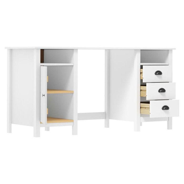 VidaXL Bureau Hill Range Blanc 150x50x74 cm Bois de pin solide
