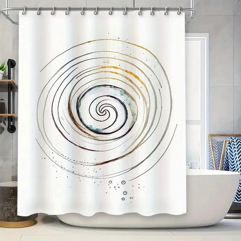 

Stylish Bathroom Shower Curtain With Swirl Design In White Color Waterproof Fabric For Home Decor (128 Characters) W60H190(CM)-1 Pcs