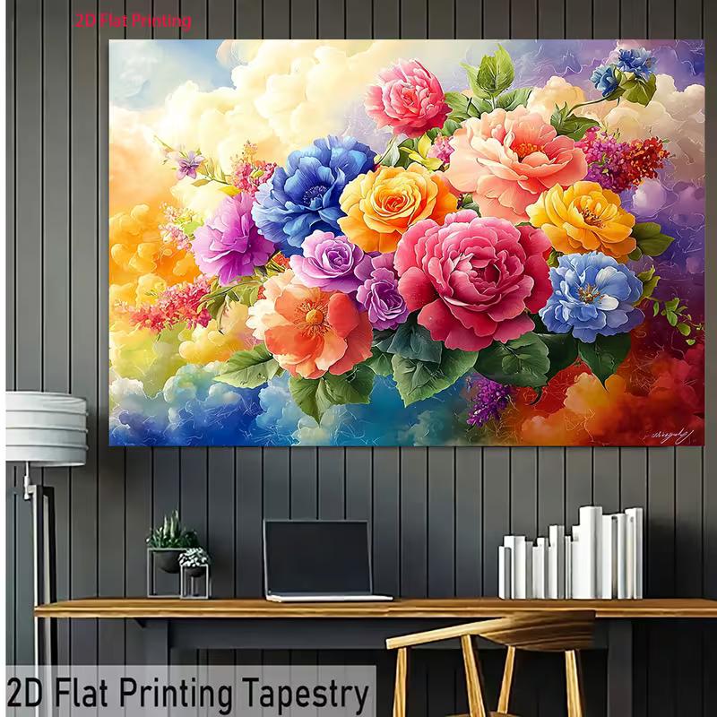 Fondo de Arte Floral 2D Flores Vibrantes Multicolor Fondo para Fotomatón de Fiesta