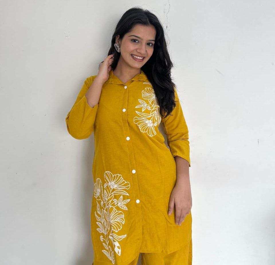 Indian Women Designer Kurta Pant Cord Set Bollywood Top Tunic Kurti Pure Cotton Dress