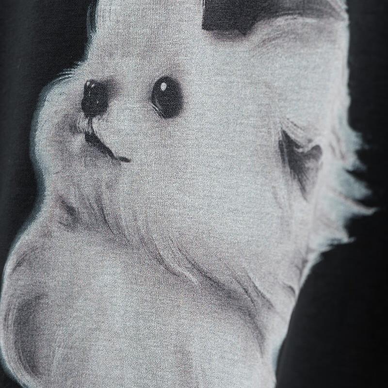 Chuyu Loose-Fit Dog Print T-Shirt Dress with Lace