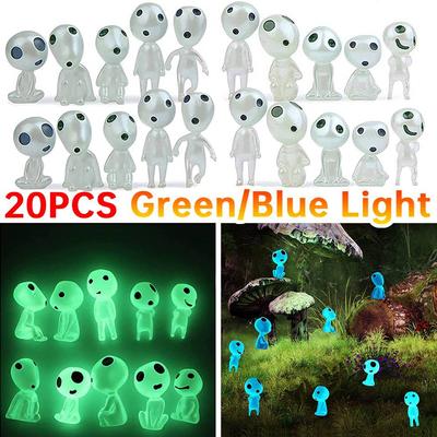 20Pcs Luminous Elves Mini Figurines Fish Tank Decor Kodama Glow In The Dark Figures Garden Micro Flower Potted Landscape Ornamen