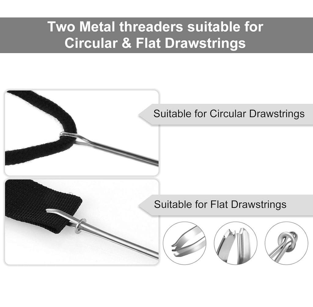 2pcs DIY Rope Threader Clip Drawstring Threader Tool Metal Drawstring Threader Elastic Sewing Tweezer for Replacement Drawstring for Home
