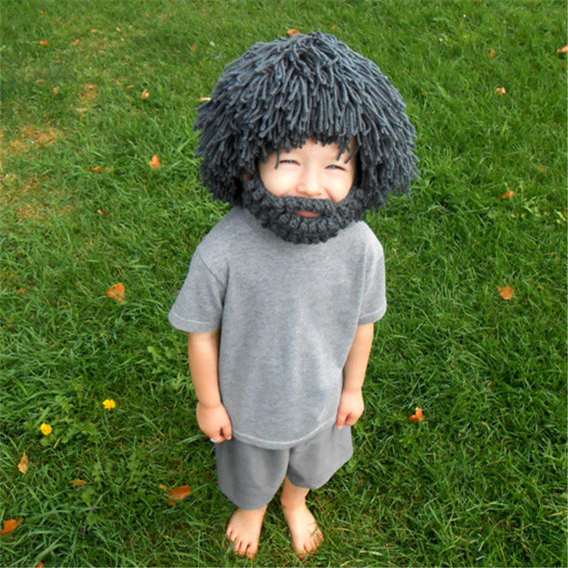 European and American wigs, big beards, creative wool hats, hand-knitted funny heads, long grass, rice straw hats, autumn and winter explosions