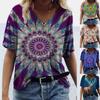 Fashion Women's Summer Printed Short Sleeve V-Neck T-Shirt Casual Tee Tops