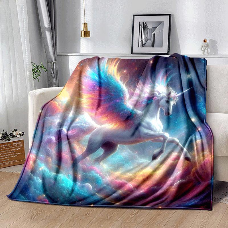 1pc Horse Printing Lightweight Flannel Blanket, Comfortable and Warm Blanket, for Camping Sofa Bed and Couch Office, Suitable for Gift Blanke