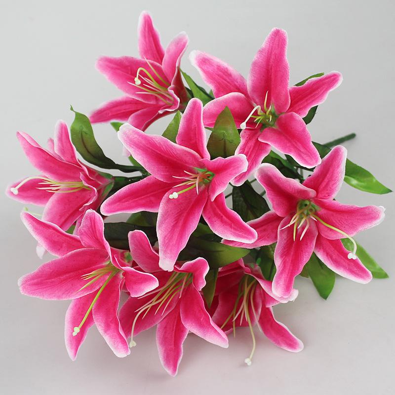 10 Heads Artificial Lily Flowers European Multicolor Fake Bridal Flower Bouquet Wedding Home Party Decoration Flowers